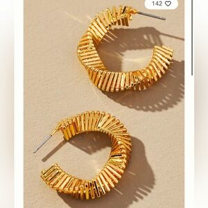NWT Anthropologie Ribbed Twisted Hoop Earrings